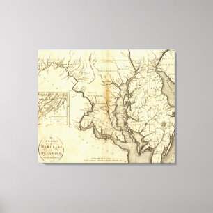 Vintage Karte von Maryland (1796) Leinwanddruck