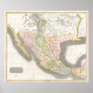 Vintage Karte von Mexiko (1814) Poster