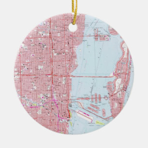 Vintage Karte von Miami Florida (1962) Keramikornament