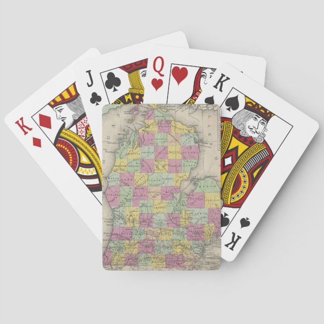 Vintage Karte von Michigan (1853) Spielkarten (Rückseite)