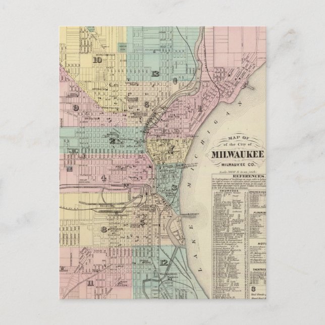 Vintage Karte von Milwaukee Wisconsin (1878) (Vorderseite)