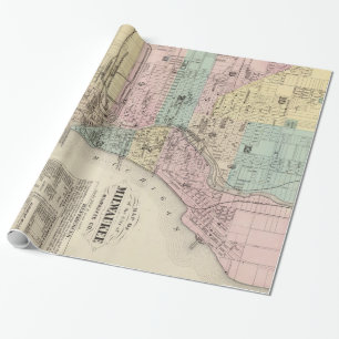Vintage Karte von Milwaukee Wisconsin (1878) Geschenkpapier