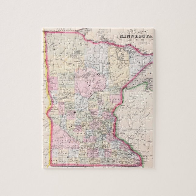 Vintage Karte von Minnesota (1864) (Vertikal)