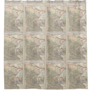 Vintage Karte von Minnesota (1891) Duschvorhang