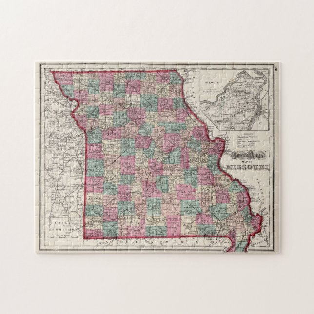 Vintage Karte von Missouri (1873) (Horizontal)
