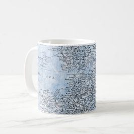 Vintage Karte von Mittelengland, Irische Seereise Kaffeetasse