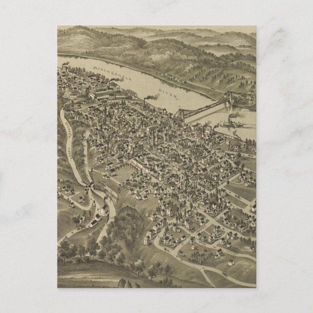 Vintage Karte von Morgantown WV (1897) (Vorderseite)