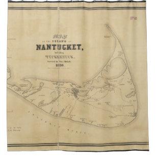 Vintage Karte von Nantucket (1838) Duschvorhang