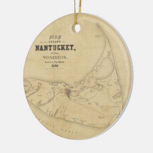 Vintage Karte von Nantucket (1838) Keramikornament