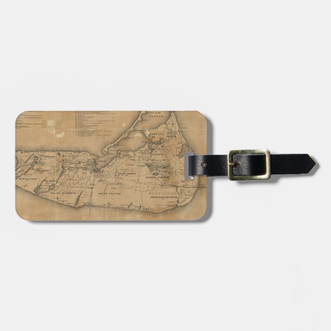 Vintage Karte von Nantucket (1869) Gepäckanhänger (Vorderseite horizontal)