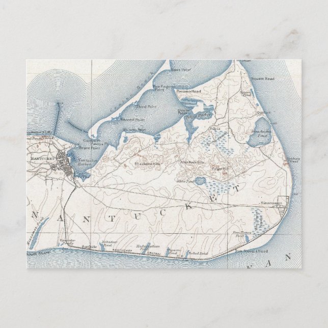 Vintage Karte von Nantucket (1919) (Vorderseite)