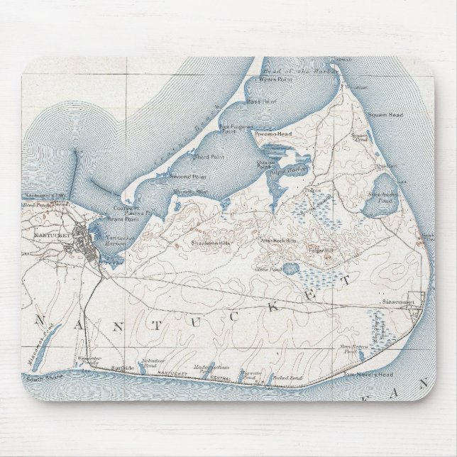 Vintage Karte von Nantucket (1919) Mousepad (Vorne)