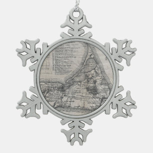 Vintage Karte von Nantucket Schneeflocken Zinn-Ornament