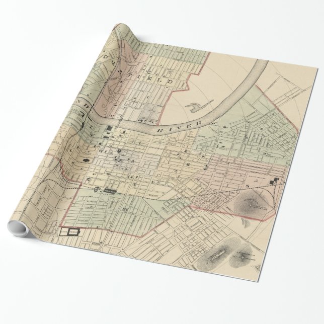 Vintage Karte von Nashville Tennessee (1877) Geschenkpapier (Ungerollt)