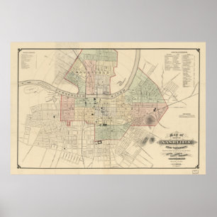 Vintage Karte von Nashville Tennessee (1877) Poster
