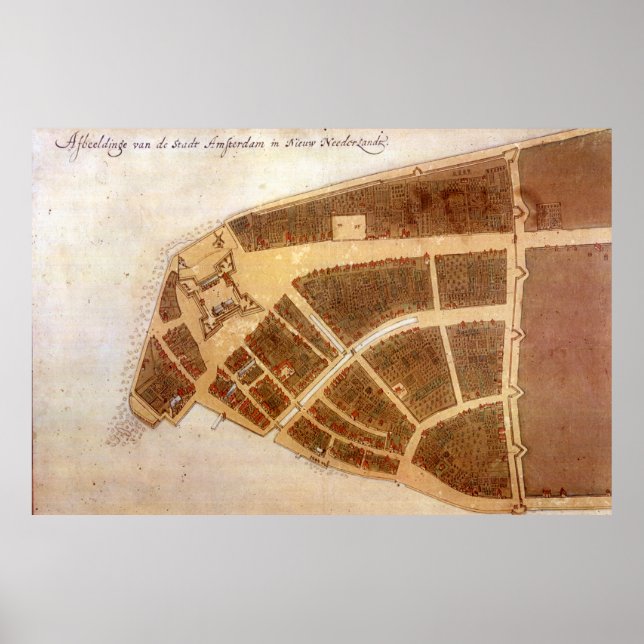 Vintage Karte von New Amsterdam (1660) 2 Poster (Vorne)