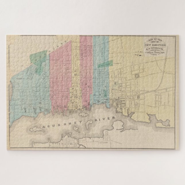 Vintage Karte von New Bedford MA (1887) (Horizontal)