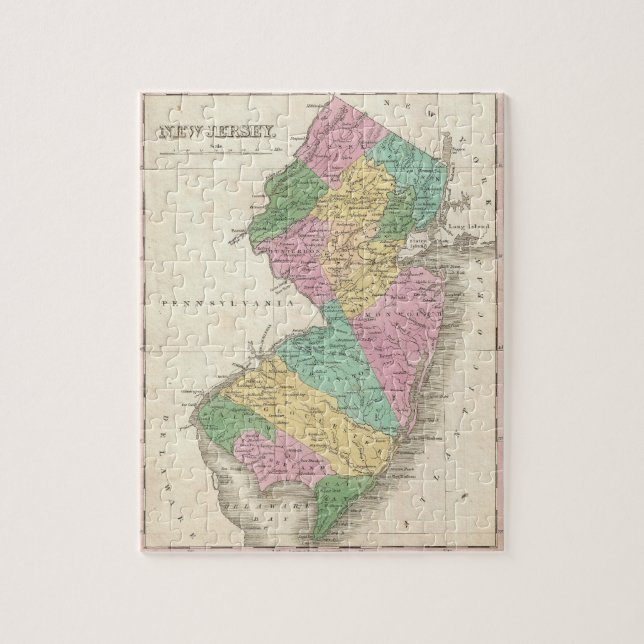 Vintage Karte von New-Jersey (1827) (Vertikal)
