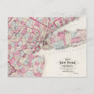 Vintage Karte von New York 1868