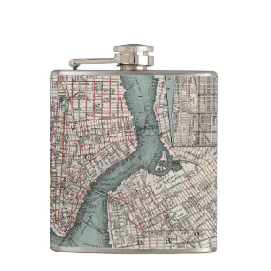 Vintage Karte von New York (1897) Flachmann