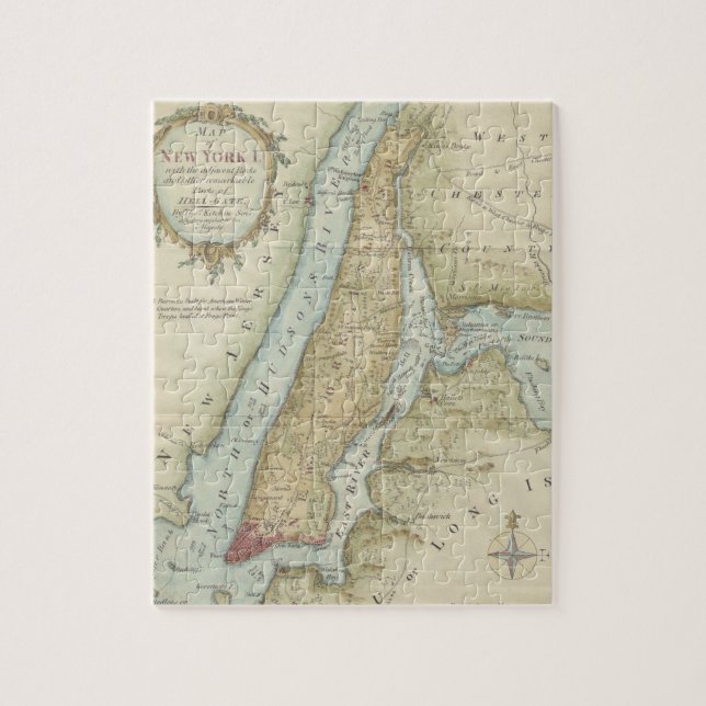Vintage Karte von New York City (1869) (Vertikal)