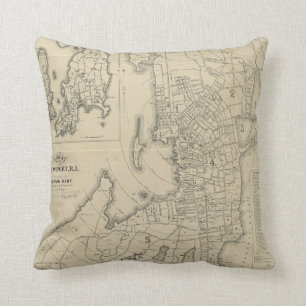 Vintage Karte von Newport Rhode Island (1901) Kissen