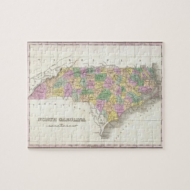Vintage Karte von Nord-Carolina (1827) (Horizontal)