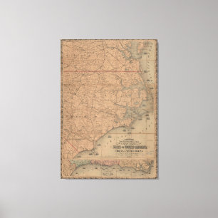 Vintage Karte von North Carolina (1862) 2 Leinwanddruck