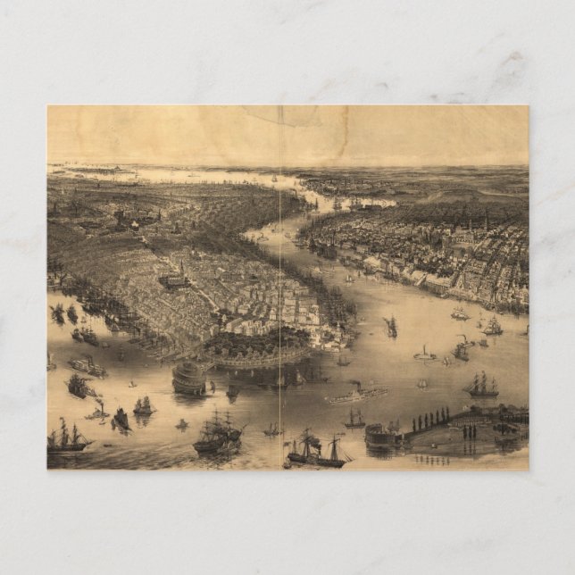Vintage Karte von NYC und Brooklyn (1851) (Vorderseite)