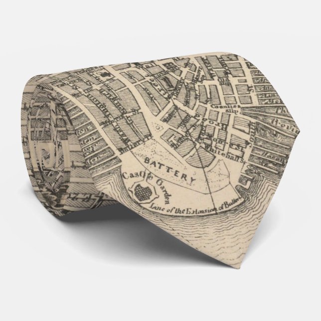Vintage Karte von NYC und Brooklyn (1855) Krawatte (Gerollt)