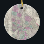 Vintage Karte von NYC und Brooklyn (1866) Keramikornament<br><div class="desc">Dies ist eine Vintage Landkarte von New York City und Brooklyn,  die 1866 erstellt wurde.</div>