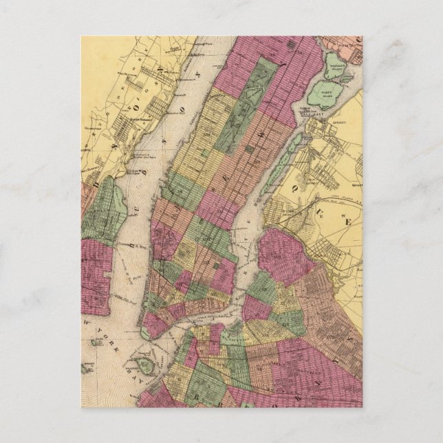 Vintage Karte von NYC und Brooklyn (1868) (Vorderseite)