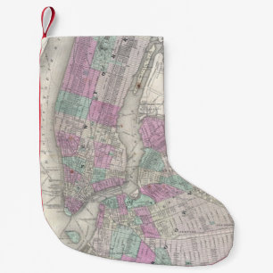 Vintage Karte von NYC und von Brooklyn (1866) Kleiner Weihnachtsstrumpf