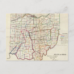Vintage-Karte von Ohio (1866) Postkarte