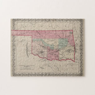 Vintage Karte von Oklahoma (1869)