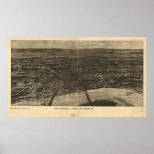 Vintage Karte von Omaha Nebraska (1906) Poster