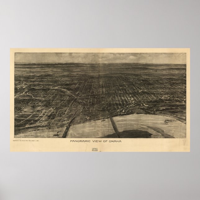 Vintage Karte von Omaha Nebraska (1906) Poster (Vorne)