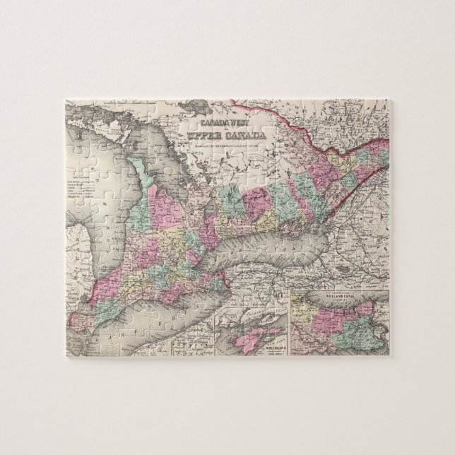 Vintage Karte von Ontario (1857) (Horizontal)