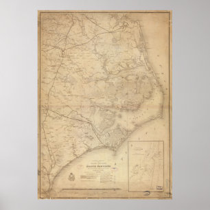 Vintage Karte von Ostnord-carolina (1862) Poster