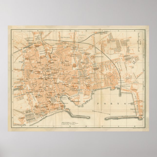 Vintage Karte von Palermo Italien (1900) Poster (Vorne)