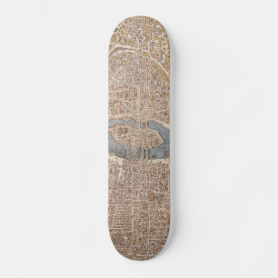 Vintage Karte von Paris (1550) Skateboard