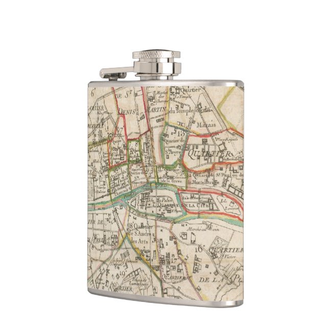 Vintage Karte von Paris (1678) Flachmann (Links)