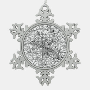 Vintage Karte von Paris (1911) Schneeflocken Zinn-Ornament
