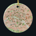 Vintage Karte von Paris (1920) Keramikornament<br><div class="desc">Dieses ist eine Vintage Karte von Paris Frankreich im Jahre 1920 produziert.</div>