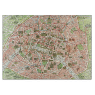 Vintage Karte von Paris (1920) Schneidebrett