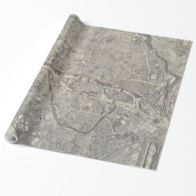 Vintage Karte von Paris Frankreich (1652) Geschenkpapier (Ungerollt)