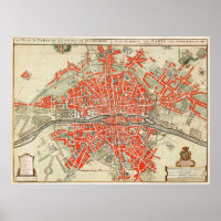 Vintage Karte von Paris Frankreich (1721-1774)
