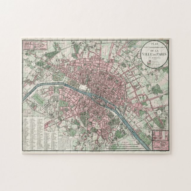 Vintage Karte von Paris Frankreich (1821) (Horizontal)