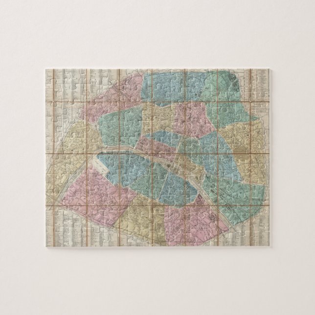 Vintage Karte von Paris Frankreich (1867) (Horizontal)