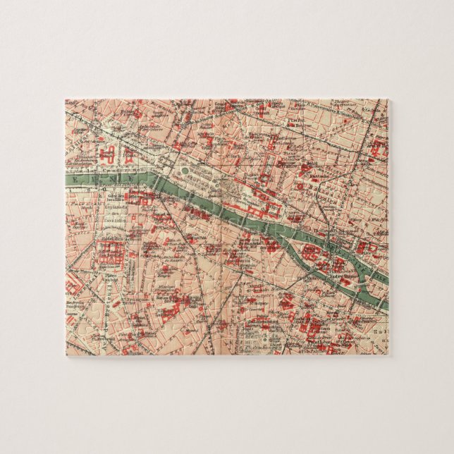 Vintage Karte von Paris Frankreich (1910) (Horizontal)